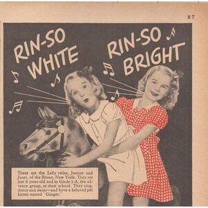 1946 Rinso Soap Vintage Print Ad Lally Twins Laundry Detergent Bronx NY MCM